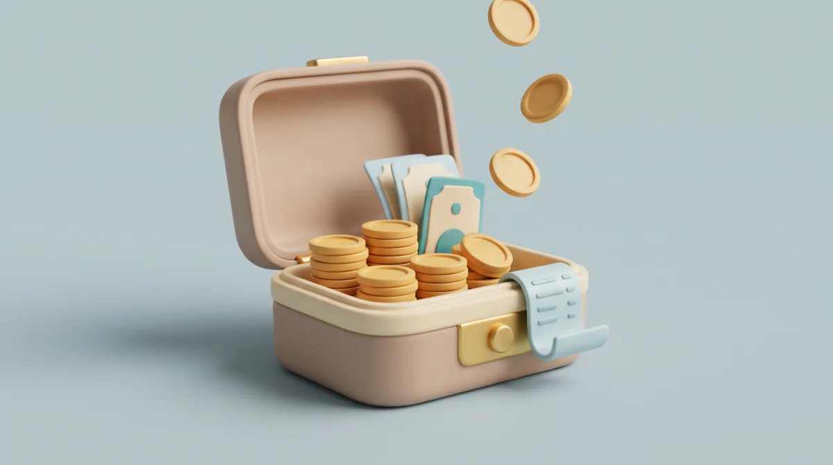A paid invoice beside a small stack of coins